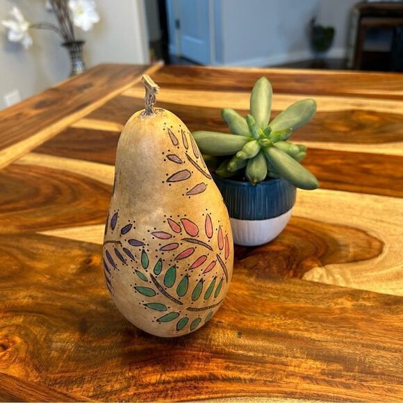 Gourd Home Decoration Custom Designed Woodburning and Painted Gourd Boho Home - Picture 7 of 9
